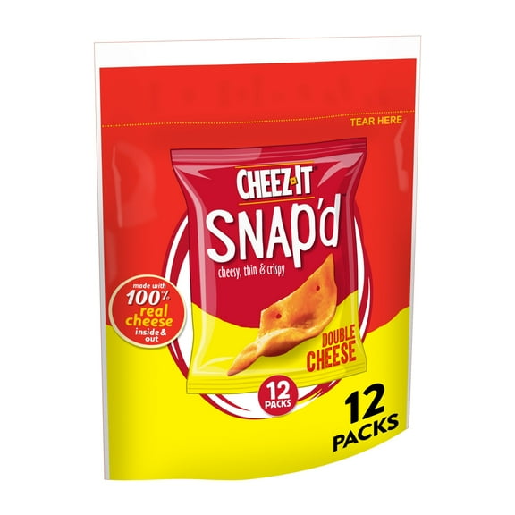 Cheez-It Snap'd Double Cheese Cracker Chips, Thin Crisps, 12 Count