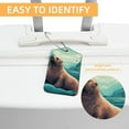 thumbnail image 3 of Sea Lion Square PU Leather Luggage Tags - 2 Pack with Privacy Cover and Stainless Steel Ring - Suitable for Travel, Backpack, Handbag - Suitcase Tags, Travel Tag, 3 of 7