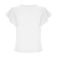 thumbnail image 5 of Womens Summer Tops Sevevn Womens Casual Solid Color Round Neck Ruffled Short Sleeve Tops Blouses, 5 of 6