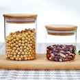 thumbnail image 3 of Recipiente de almacenamiento de alimentos sellado con tarro de vidrio transparente con tapa de madera para té suelto, grano de café, azúcar, sal, 3 of 6