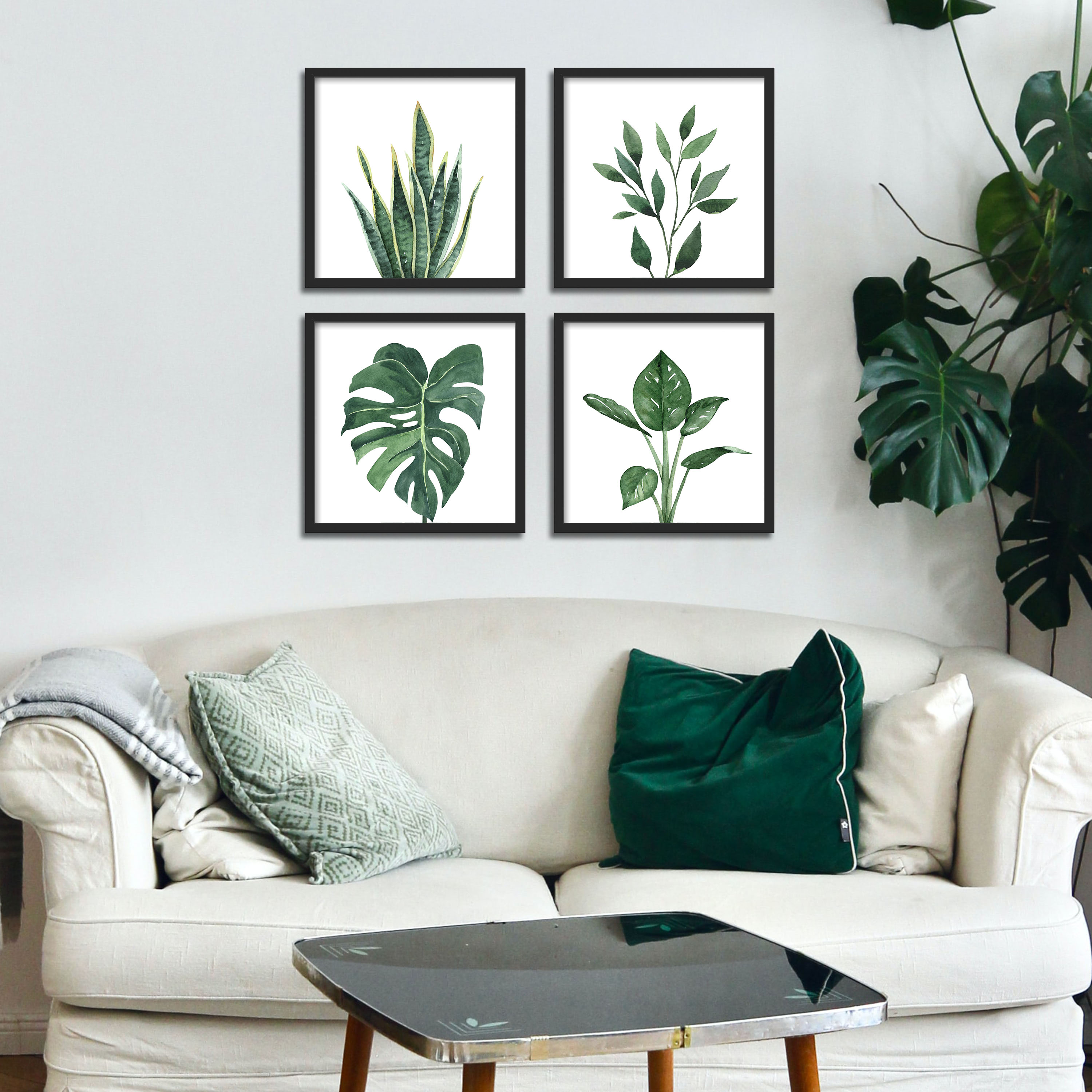 ArtbyHannah 10x10 inch Botanical Framed Wall Art Set with Watercolor Tropical Plants Art Prints, Set of 4 Black Wall Decor for Bathroom, Living Room - image 3 of 10