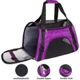 thumbnail image 2 of Pet Travel Carrier Portable Bag for Cats, Dogs, Kittens or Puppies, Collapsible, Durable, Airline Approved, Travel Friendly, Small Size:17"L x 7.9"W x 11.4"H, Purple, 2 of 4