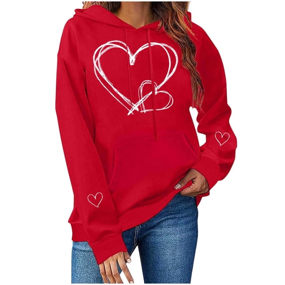 Valentine Sweatshirts for Women Oversized Love Heart Graphic Sweatshirts Spring Long Sleeve Crewneck Pullover Tops