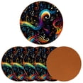 thumbnail image 2 of Musical Note Microfiber Leather Round Coasters (6PCS) - 11x11 cm/4.3x4.3 in Set for Drinks,and Durable Beverage Coasters with Holder - Your Table Surface and Enhance Décor, 2 of 6