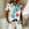 thumbnail image 5 of Fgvctg Womens Hawaiian Shirt Casual Short Sleeve Button Down Shirt Summer Beach Shirts Dressy Tropical Floral Print Top Lightweight Vacation Outfit Light Blue S, 5 of 5