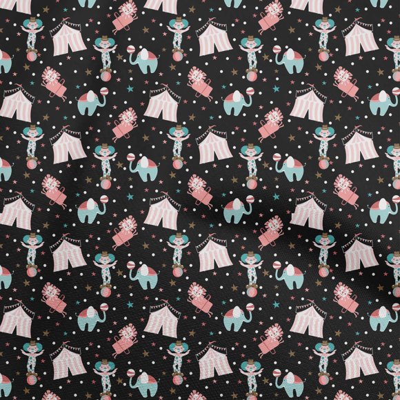 oneOone Polyester Spandex Black Fabric Circus Dress Material Fabric Print Fabric By The Yard 56 Inch Wide-aB