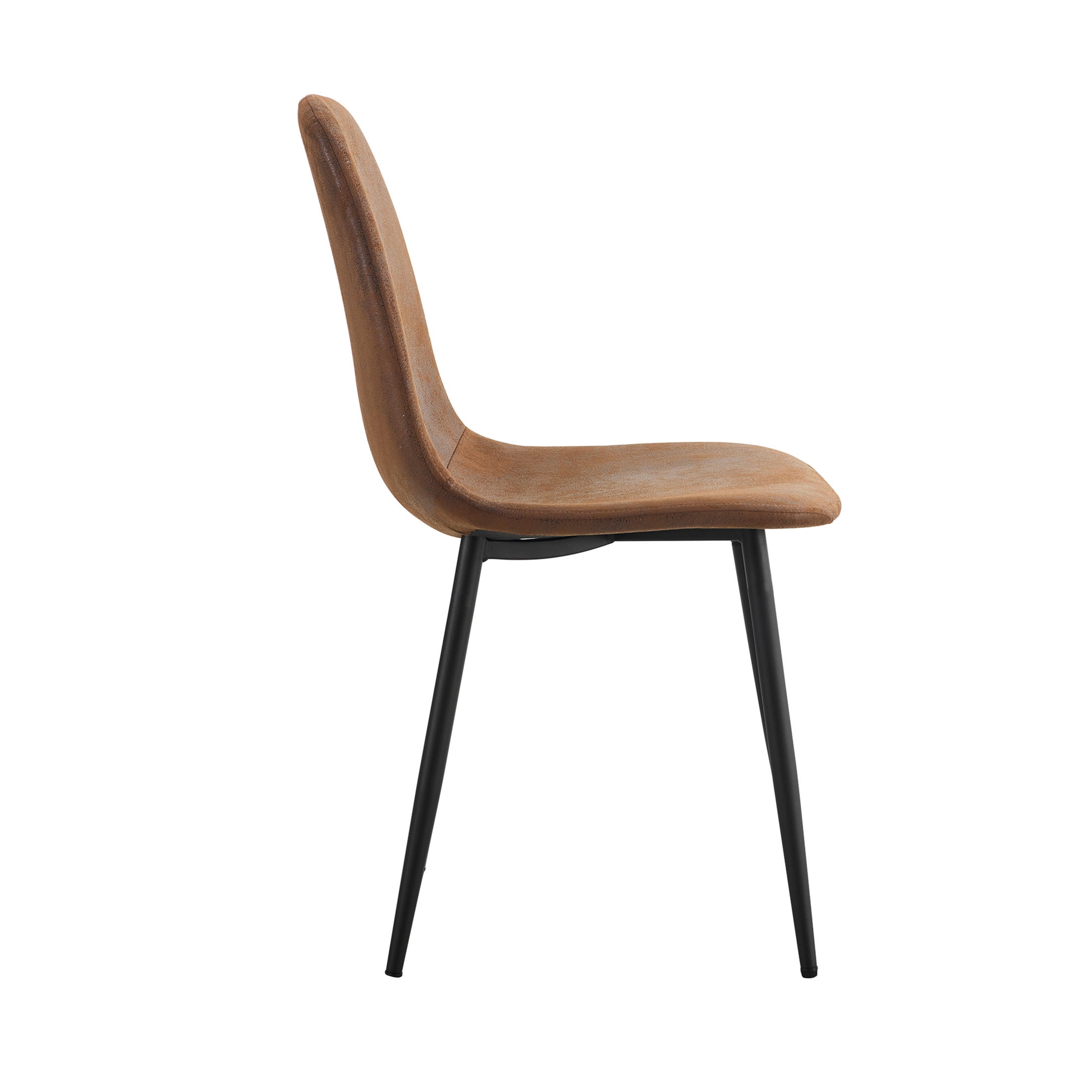 Noble House Luxury 34.5" Dining Chairs, Suede Fabric Upholstery, Black Metal Legs, High Resilience, Brown, Set of 4