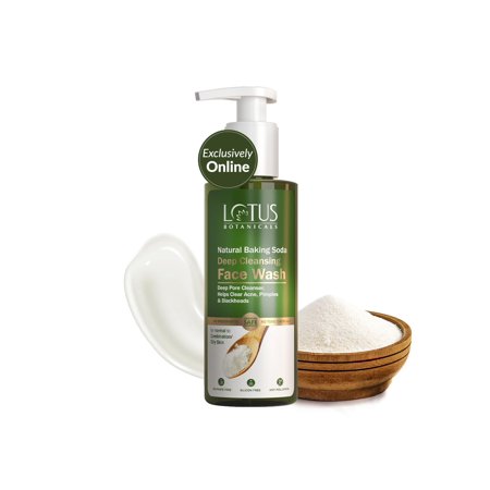 Lotus Botanicals Baking Soda Deep Cleansing Face Wash | Oil Control, Anti - Acne | Sulphate, Silicon & Chemical Free | For Normal/Oily Or Combination Skin | 180Ml