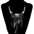 thumbnail image 2 of Collar étnico bohemio vintage perfecl con borlas de plumas Negro, 2 of 8
