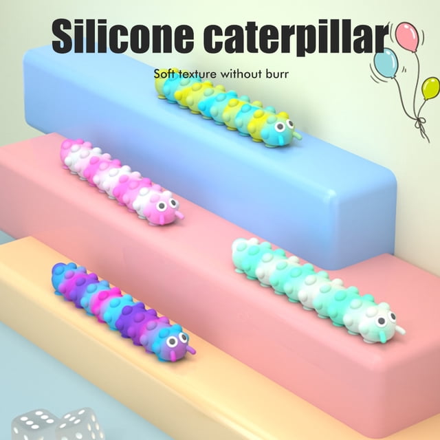 Juguetes con ventosa de burbujas Push Bubble, juguetes antiestrés con ventosa Push Bubble Caterpillar, juguetes sensoriales de silicona de mayor durabilidad
