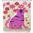 thumbnail image 1 of Shower Curtains 70" x 93" from DiaNoche Designs by Sascalia - Retro Flowers Purple Cat, 1 of 1