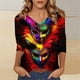 thumbnail image 2 of TaTaai Women's Fashion Christmas Printed Loose Casual V Neck With Three Quarter Sleeves And 3/4 Sleeves T-shirt Pullover Top Gift, 2 of 5