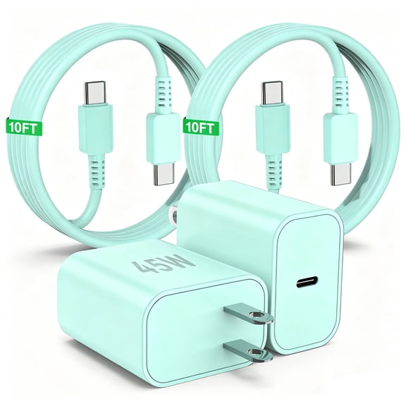 Super Fast Charger with Type C Cable 10ft , 2Pack 45W USB C Wall Charger Block Adapter and Android Phone Charger Cord for Samsung Galaxy S26 S25/S24 Ultra/S24/S24 /S23 Ultra/S23/S22 Ultra/S22/S21