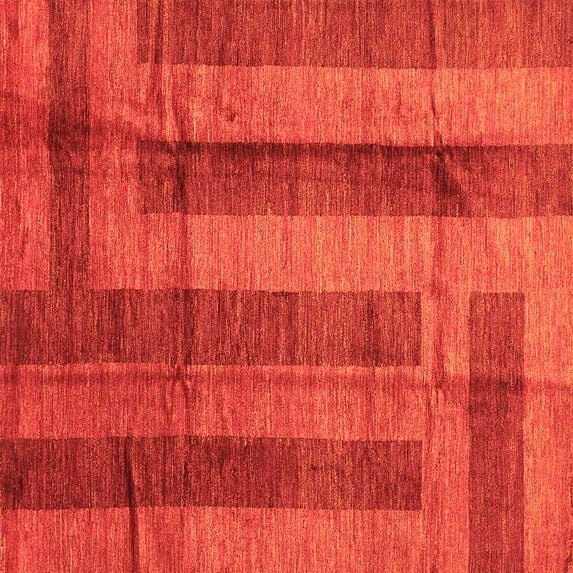 Ahgly Company Indoor Square Abstract Orange Contemporary Area Rugs, 8' Square