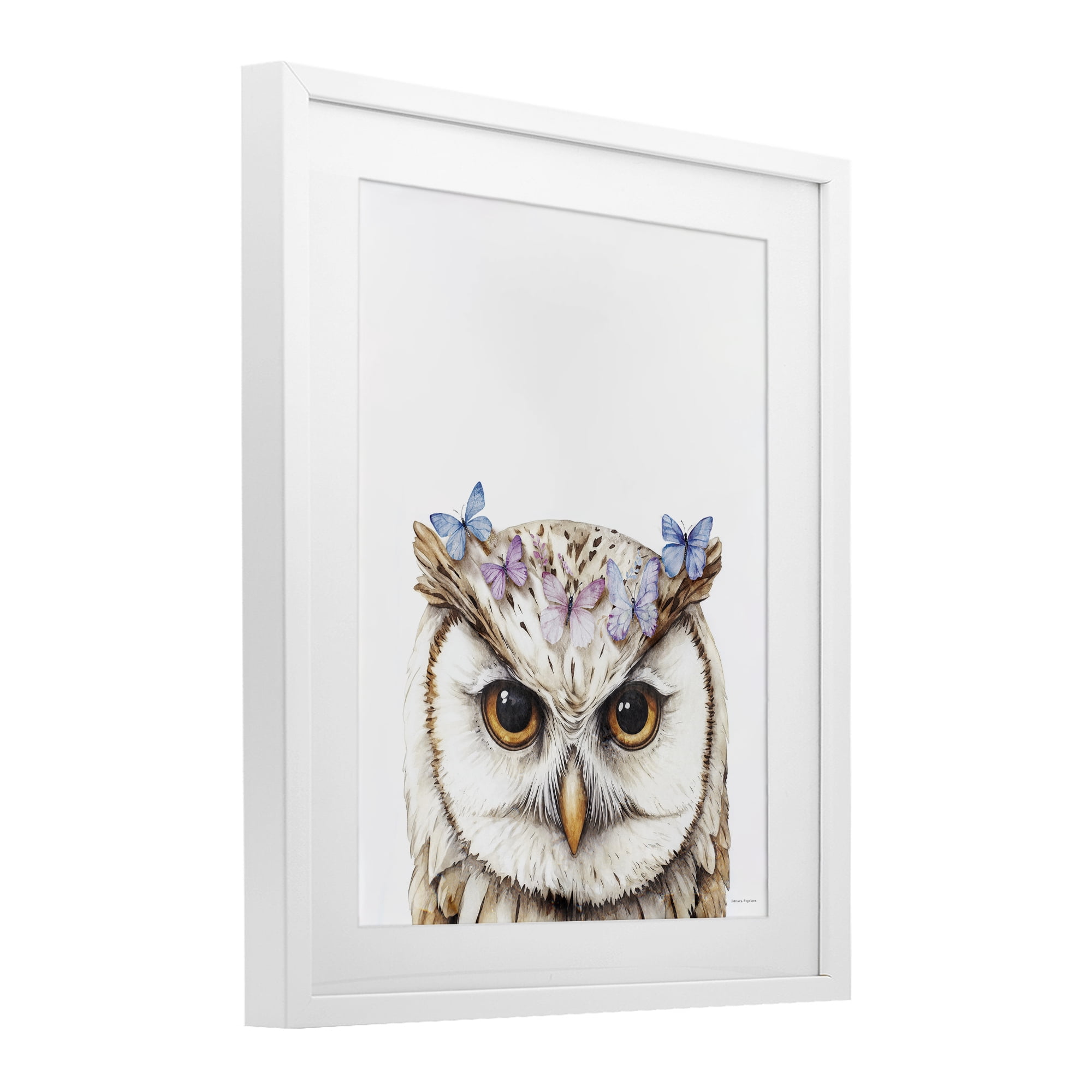 Stupell Industries Owl & Butterfly Wings White Framed Print Under Glass, design by Svetlana Aleynikova