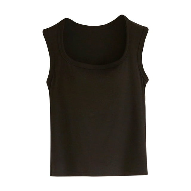 Mrat Tank Tops with Built In Bra Women's Solid Color Padded Camisole without Rims and Cup Integrated Outer Wear Base Underwear Lace Camisole Tops for Women S-252 Black S