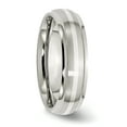 thumbnail image 4 of Stainless Steel 925 Sterling Silver Inlay Ridged Edge Band Ring Wedding Precious Metal, 4 of 10
