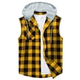 thumbnail image 3 of Juesizh Sleeveless Shirts for Men Plus Size Hooded Button Vest Casual Fashion Plaid Print Patchwork Tank Tops, M-3XL, 3 of 5