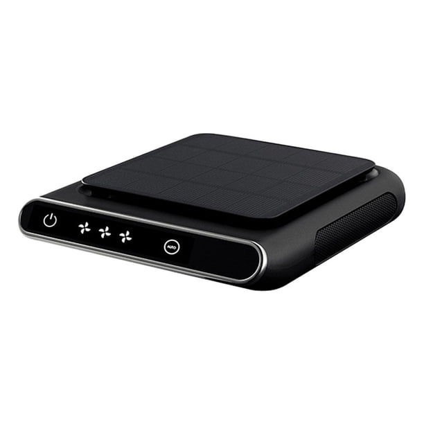 Purificador de aire inteligente con energía solar para coche, interiores, hogar, PM2.5, olores, dormitorio, oficina Negro