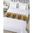 thumbnail image 5 of Xipuska Sunflower Wooden Bed Runners for Queen Size Bed, Decorative Bed Throws for Foot of Bed, Summer Retro Botanical Floral Bed Runner Sofa Throw Bedding Scarf Protector Slipcover for Bedroom/Hotel, 5 of 6