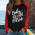 thumbnail image 1 of Puntoco Mujeres Primavera Patchwork Letra Impreso Manga Larga Cuello Redondo Casual Tee tops Puntoco Puntoco-5917, 1 of 6