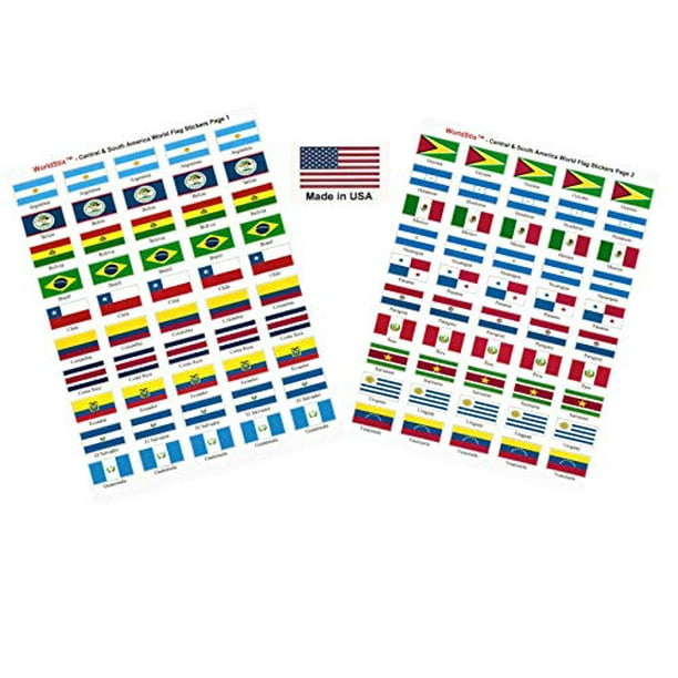 Made In Usa 100 Stickers Representing Central And South America 1 5 X 1 Self Adhesive World Flag Stickers Two Sheets Of 50 100 Central And South American Sticker Flags Total Walmart Com Walmart Com
