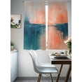 thumbnail image 4 of Teal Pink Sheer Curtains for Living Room Bedroom Modern Abstract Ombre Oil Painting Aesthetic Sheer Curtains 63 Inch Long 2 Panels Set Light Filtering Curtain Window Treatments Drapes for Dining Room, 4 of 6