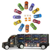 Big-Daddy Tractor Trailer Car Collection Case Carrier Transport Toy Truck For Kids Includes 12 Cars + Accessories