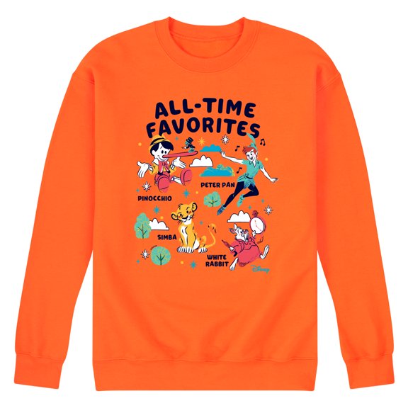 Disney Classics - All-Time Favorites - Pinocchio, Peter Pan, Simba, & White Rabbit - Men's Crew Neck Fleece Pullover