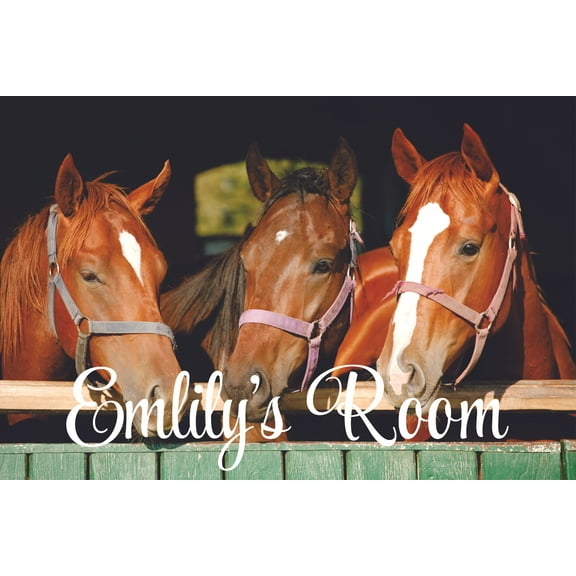 Horse Horses Yard Barn Animal Animals Customized Wall Decal - Custom Vinyl Wall Art - Personalized Name - Baby Girls Boys Kids Bedroom Wall Decal Room Decor Wall Stickers Decoration Size (20x40 inch)