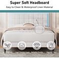 thumbnail image 3 of VanAcc Queen Size Bed Frame with LED Headboard, Linen Button Tufted Upholstered Platform Bed with USB Charging Station, Slats Support, White, 3 of 7