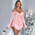 thumbnail image 4 of Vestido Midi para Mujer, Disfraz de Halloween, con Hombros Descubiertos, Estilo Hada Mariposa, para Fiesta de Cosplay, con Pañuelo Rosa M, 4 of 8