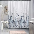 thumbnail image 4 of Blue and Grey Shower Curtain, Watercolor Floral Bathroom Curtain Teal and White Shower Curtains 72×72 inches, 4 of 6