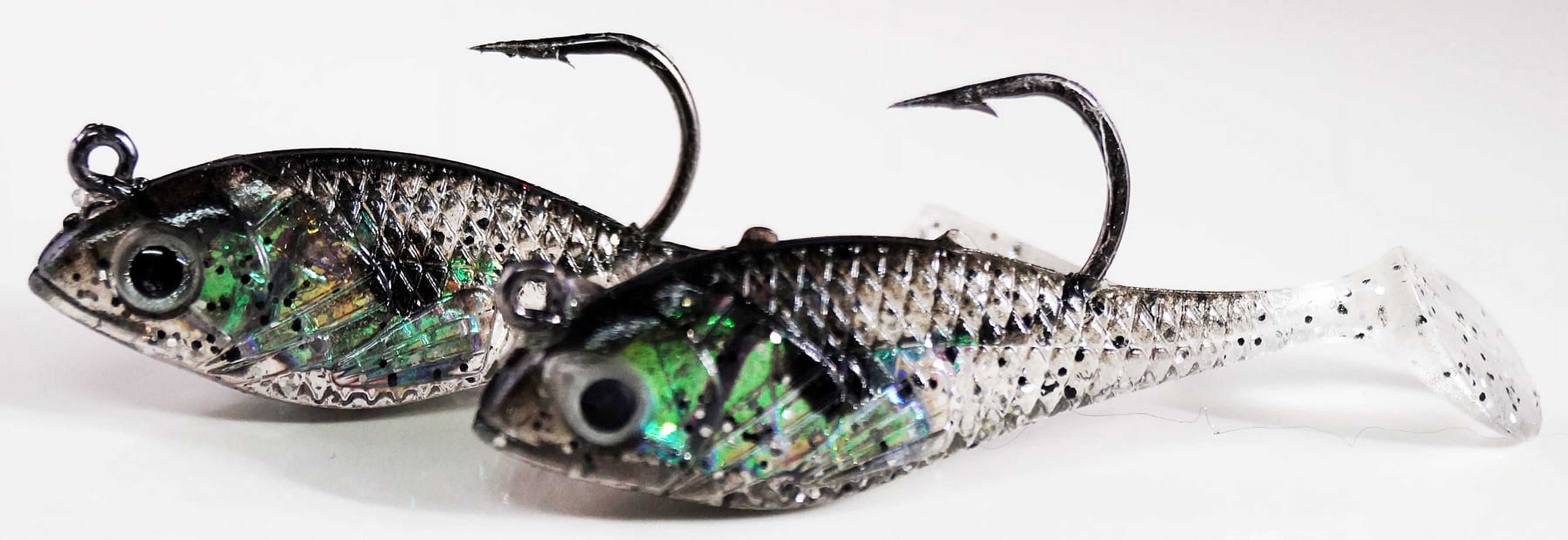 (3 pack) Crème 2" Spoiler Shad Swim Bait Fishing Lure, Black Glitter