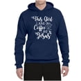 thumbnail image 2 of Wild Bobby This Girl Runs On Coffee And Jesus Inspirational/Christian Unisex Graphic Hoodie Sweatshirt, Navy, Medium, 2 of 5