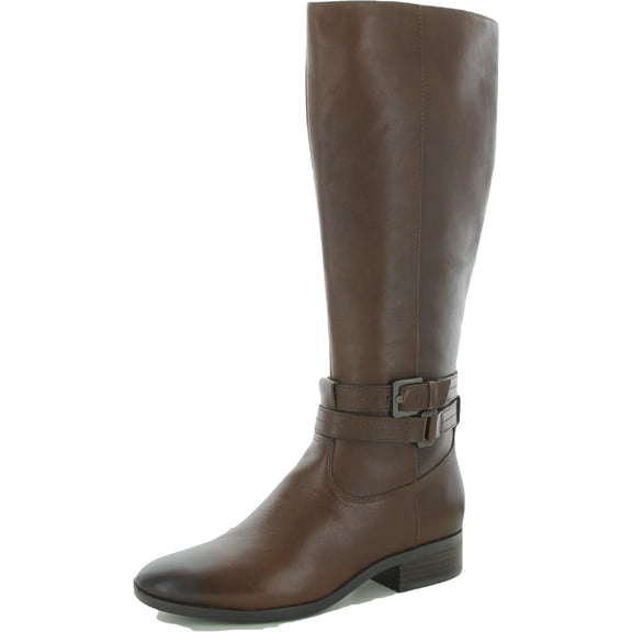 Naturalizer Womens Leather Zipper Knee-High Boots Brown 8.5 Wide (C,D,W)