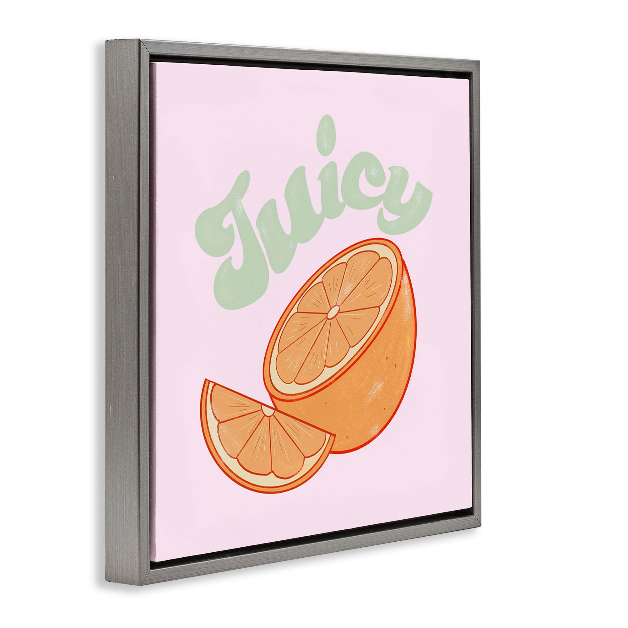 Stupell Industries Juicy Citrus Slice Food & Beverage Painting Gray Floater Framed Canvas Art Print Wall Art, 18 x 18