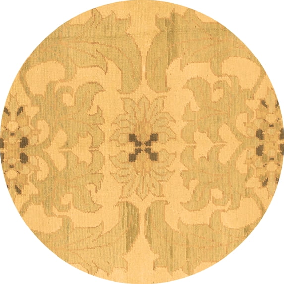 Ahgly Company Indoor Round Abstract Brown Modern Area Rugs, 8' Round