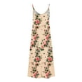 thumbnail image 4 of Htigea Flower Print Maxi Dress for Women Casual Spaghetti Straps V-Neck Sundress Comfortable Summer Beach Home Cami Dresses 01#Multicolor,M, 4 of 5