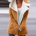 thumbnail image 2 of XPMWRP Women's Fleece Lined Button Jackets Long Sleeve Solid Color Fashion Casual Coats Winter Soft Warm Lapel Jackets with Pockets Brown L, 2 of 5