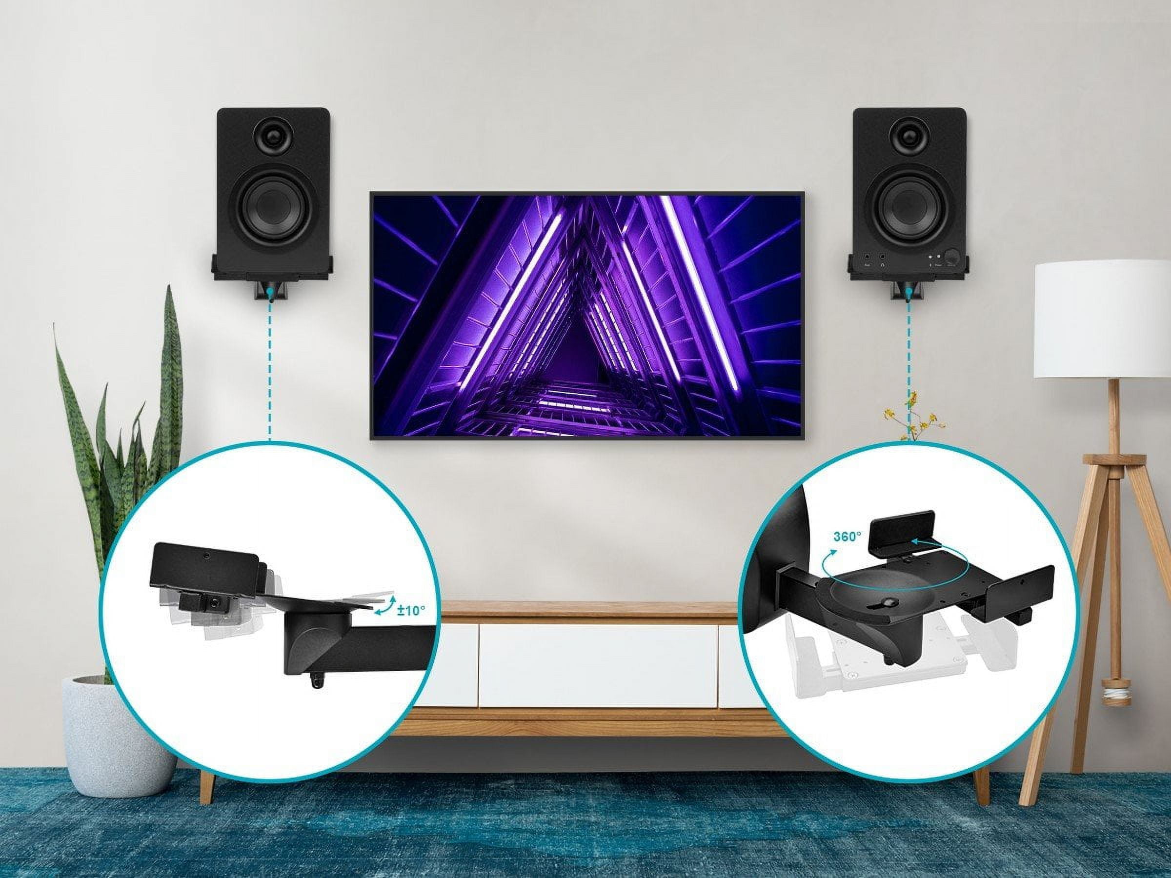 Monoprice Universal Bookshelf Speaker Wall Mount Brackets, Swivel