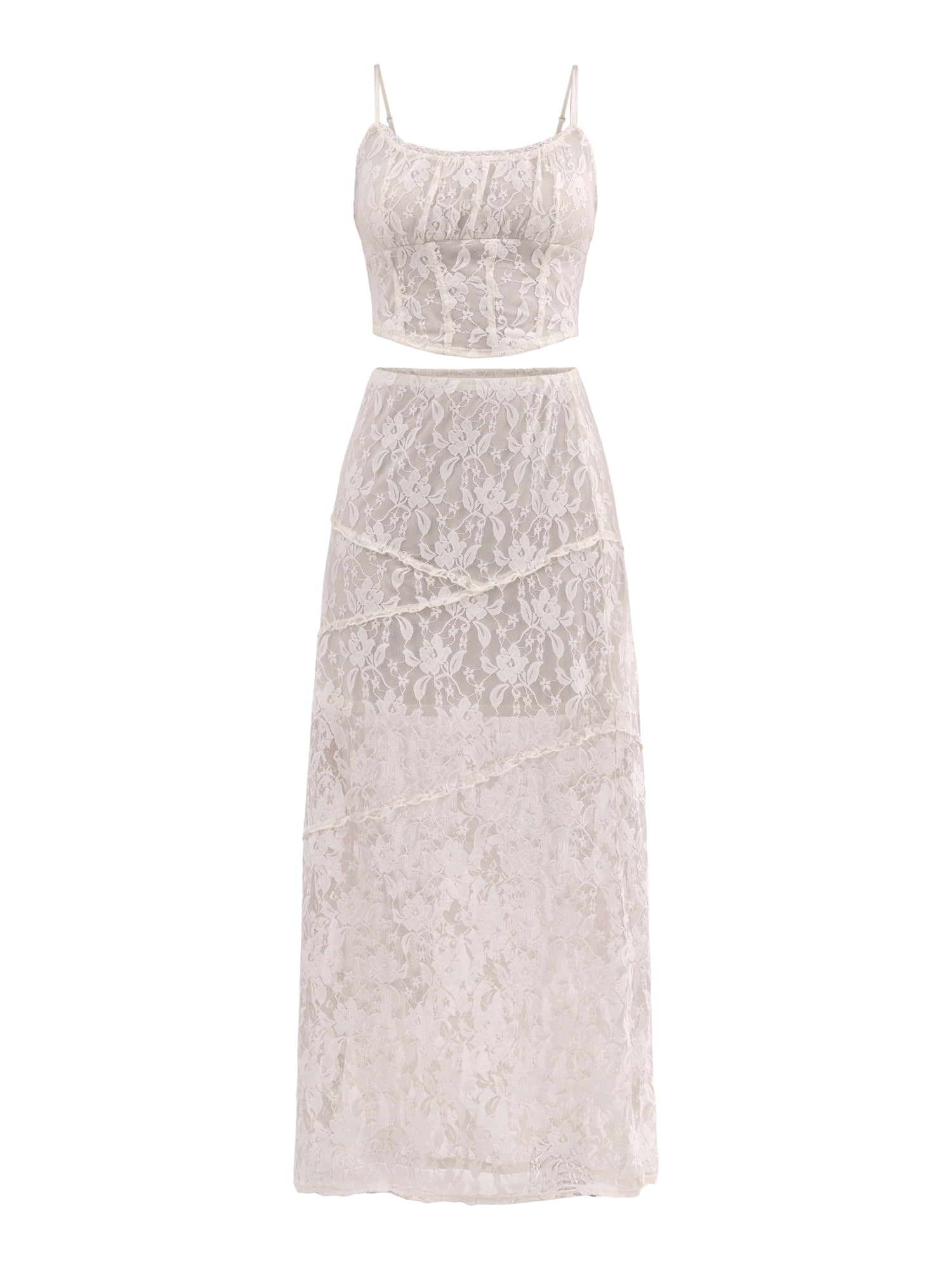 No Boundaries Lace Corset Top and Maxi Skirt Set, 2-Piece, Women's