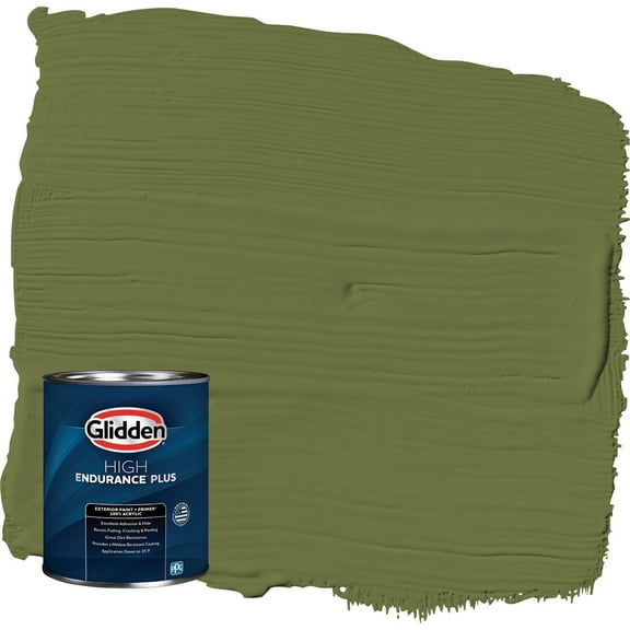 Glidden HEP Oakmoss / Green Satin Exterior Paint with Primer, 1 Quart
