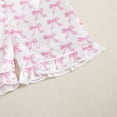 thumbnail image 6 of Cathalem Toddler Kids Girl Silk Pajamas Baby Ruffled Sleeve Button Down Satin Silk Pjs Sleepwear Loungwear Shorts Set Pink 18-24 Months, 6 of 6