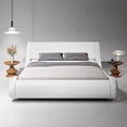 thumbnail image 3 of Sha Cerlin Queen Upholstered Leather Platform Bed Frame with Adjustable Headboard, White, Adults, 3 of 8
