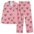 thumbnail image 6 of yoeyez Pajamas for Women 2 Piece Love Heart Printed Pajamas Sets Ladies Loungewear Button-Down Long Sleeve and Pant Pj Sets Soft Sleepwear Multicolor XXL, 6 of 7