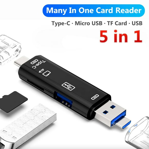 Lecteur de Carte TF Micro USB Type-C Multifonction 5 en 1 Adaptateur OTG pour Android PC