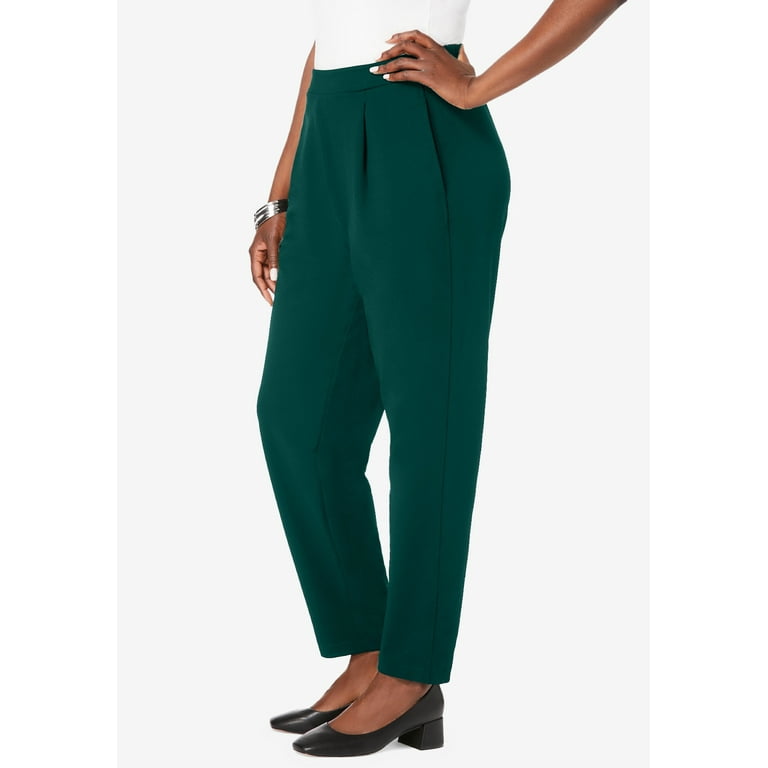 Jessica London Women's Plus Size Stretch Knit Elastic Pull-on Straight Leg Pants  Trousers - 26 W, Dark Olive Green : Target