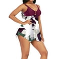 thumbnail image 2 of Sunloudy, Tankinis para mujer, dos piezas, sin mangas, con retazos, anillo conectado, Tops plisados en el pecho, Color sólido, traje de baño a juego, bragas Sunloudy  Traje de baño de moda para mujeres, 2 of 7