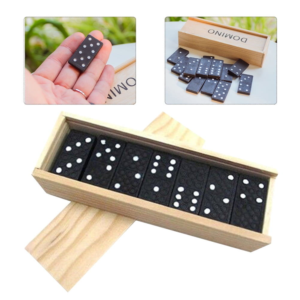 Kicko Mini Wooden Dominoes Set - 12 Pack - Miniature Classic Board Games -  Small Blocks, Educational Toys, Game Tiles, Leisure Time, for Teens and
